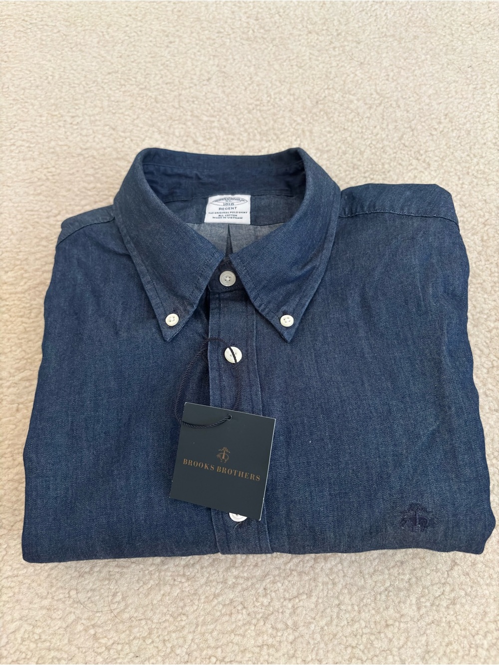 NWT Brooks Brothers Men's Dark Indigo Button-Down Shirt XL